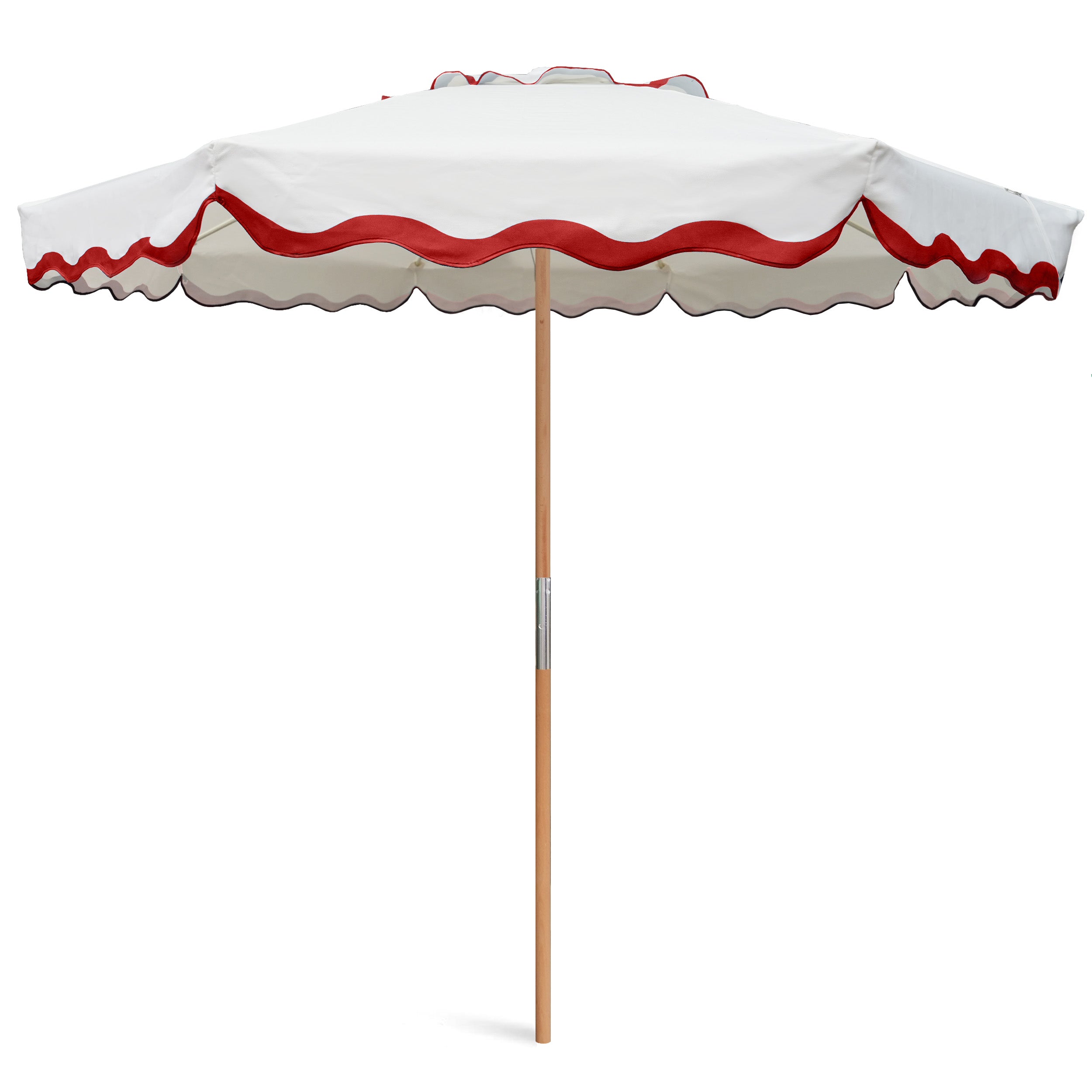 AMMSUN 7.8ft Beach & Patio Umbrella with red flaps white