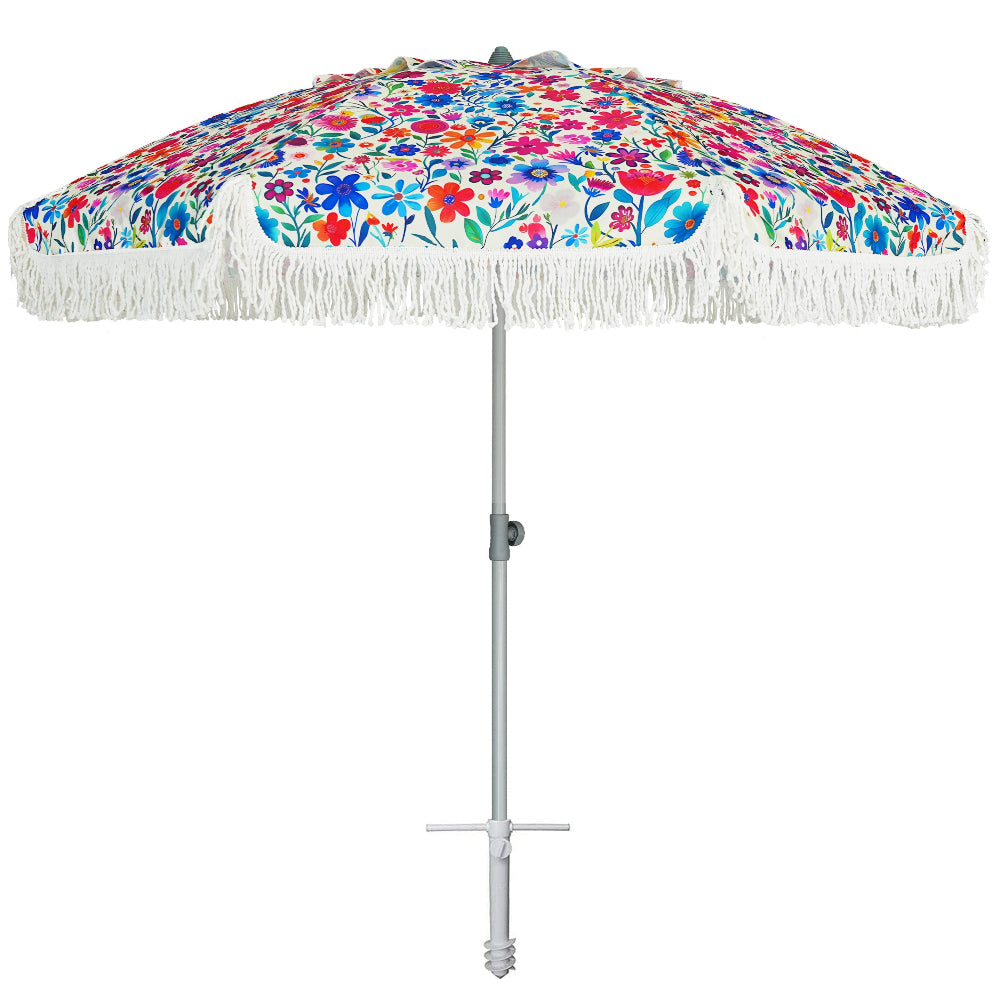 AMMSUN 6.5ft fringe Beach Umbrella,Blossom