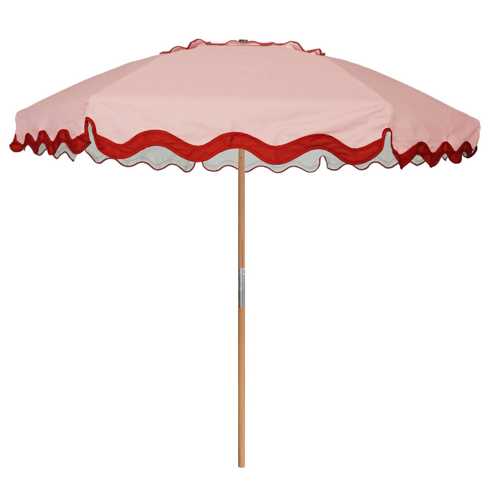 AMMSUN Deep Peach 7.8ft Seashore Umbrella, Outdoor Umbrella, Boho Beach & Patio Umbrella with UV 50+ Air Vent Ash Wood Pole Carry Bag