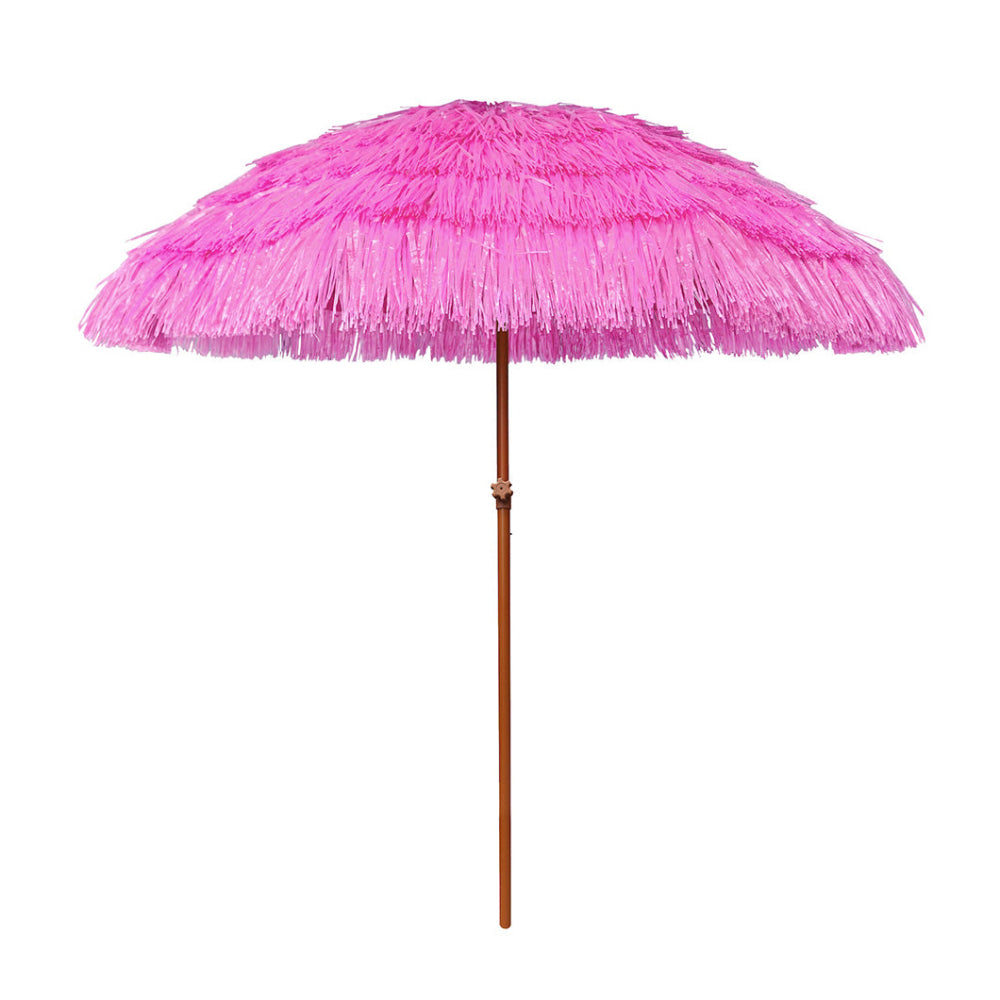 AMMSUN 7.5ft hot pink hula thatched tiki umbrella for patio pool umbrella for inside of pool with hawaiian style ouydoor umbrella