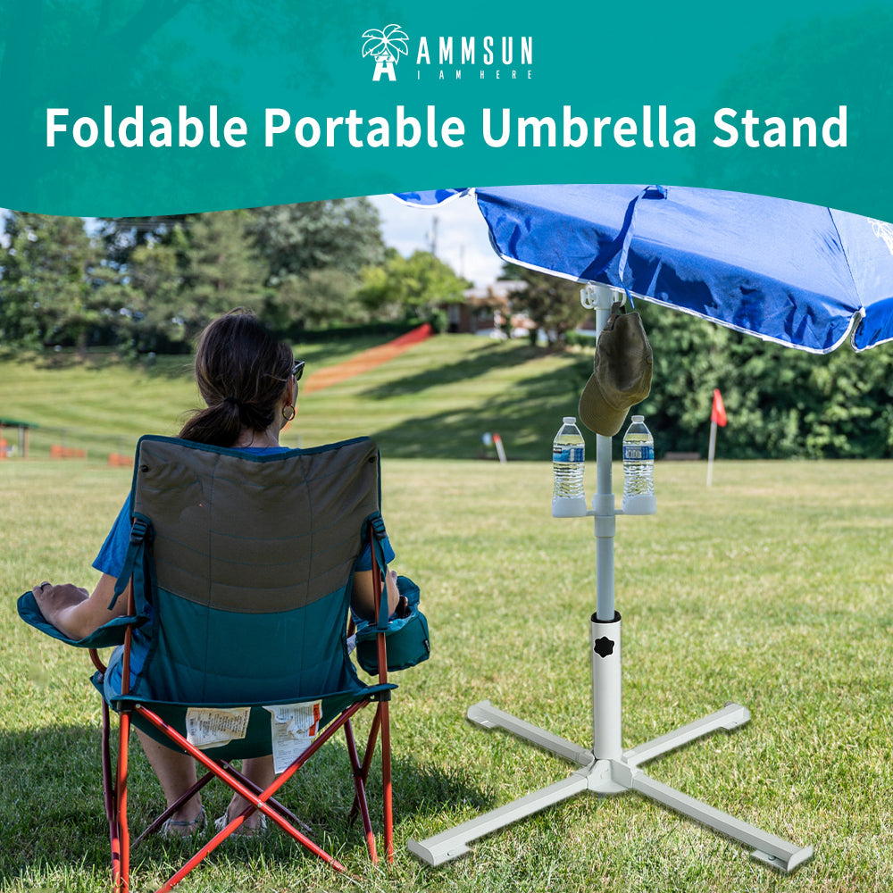 convert beach umbrella to patio stand AMMSUN Portable Steel Foldable Umbrella Stand with additional water bag
