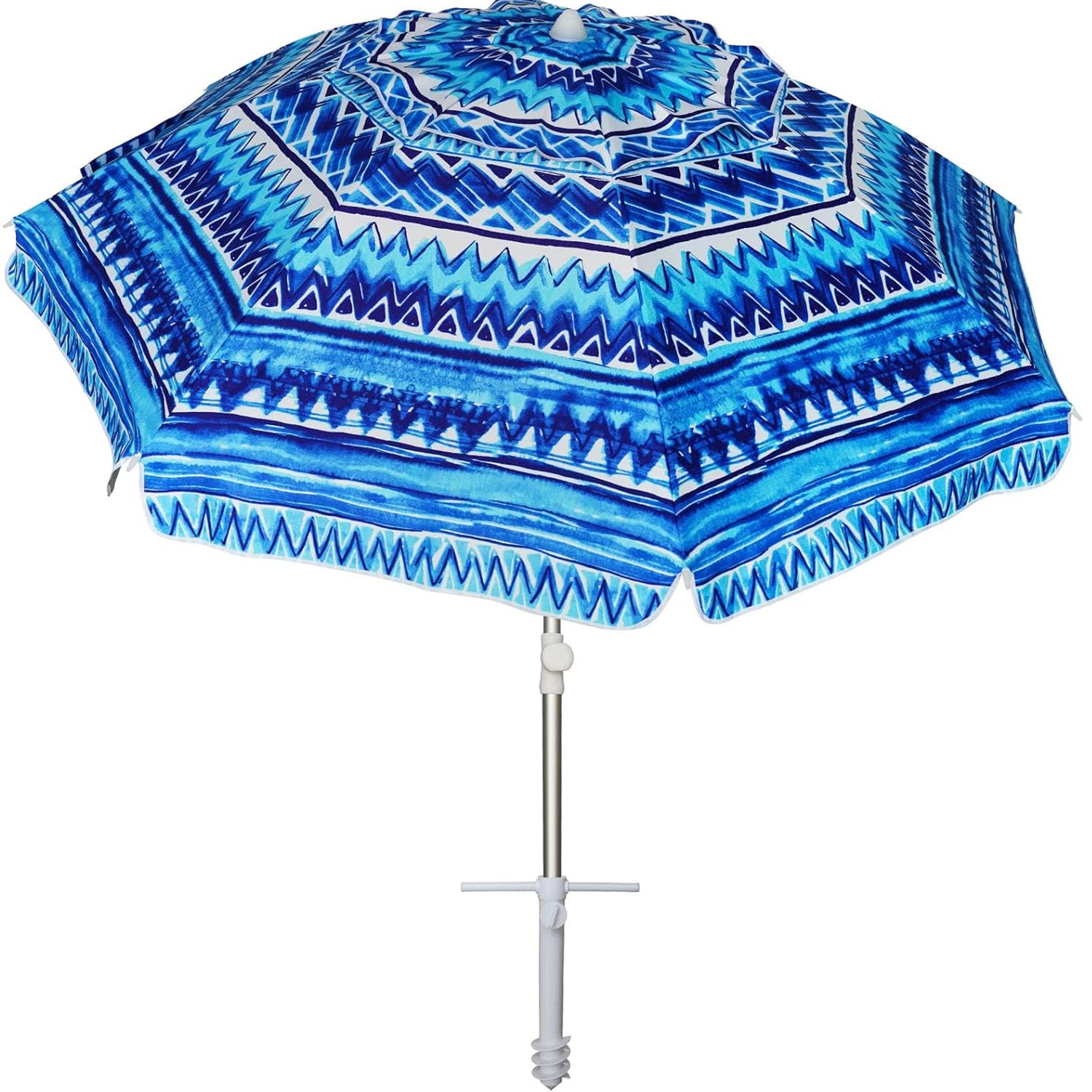 AMMSUN 6.5ft Outdoor Umbrella Blue Pattern