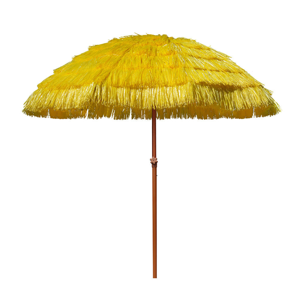 AMMSUN 7.5ft Hula Thatched Tiki Patio Umbrella Hawaiian Style,Yellow