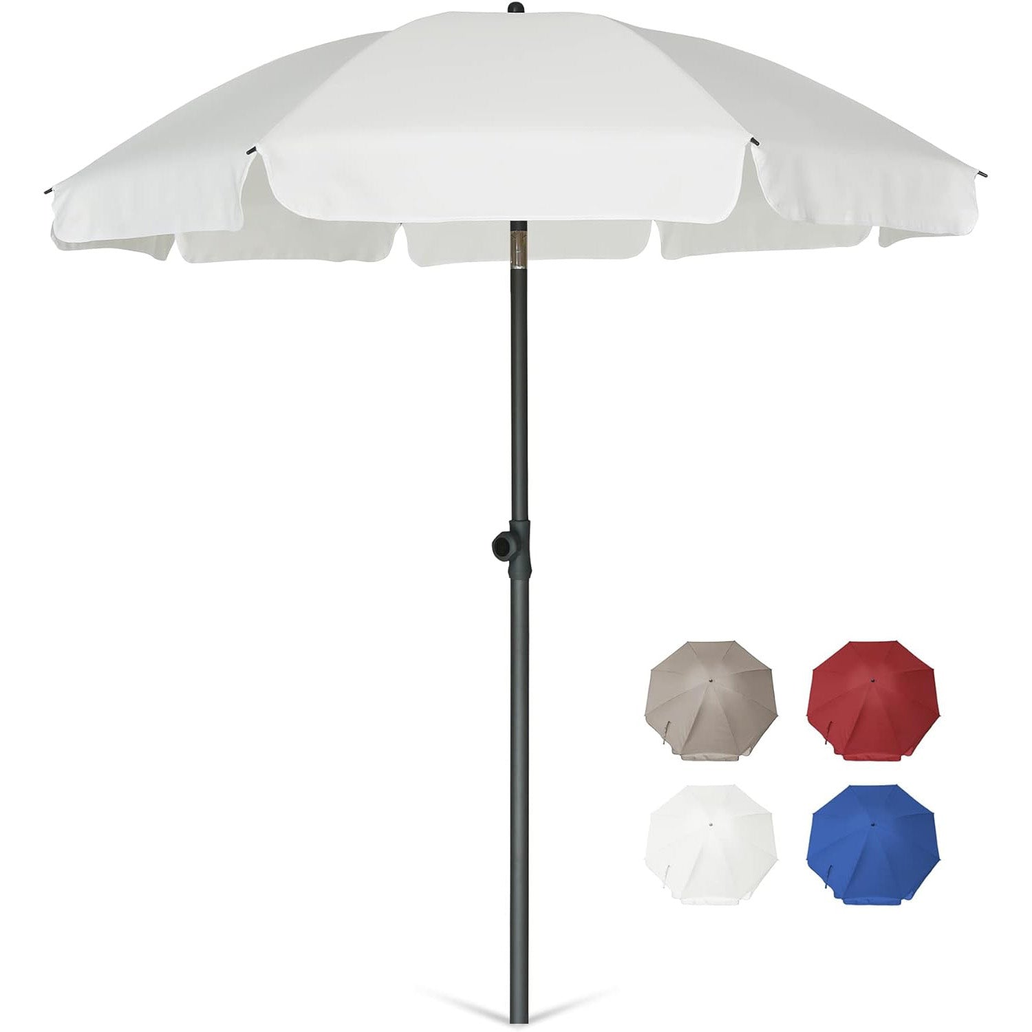 AMMSUN 6.5ft Patio Umbrella Market Table Umbrella White