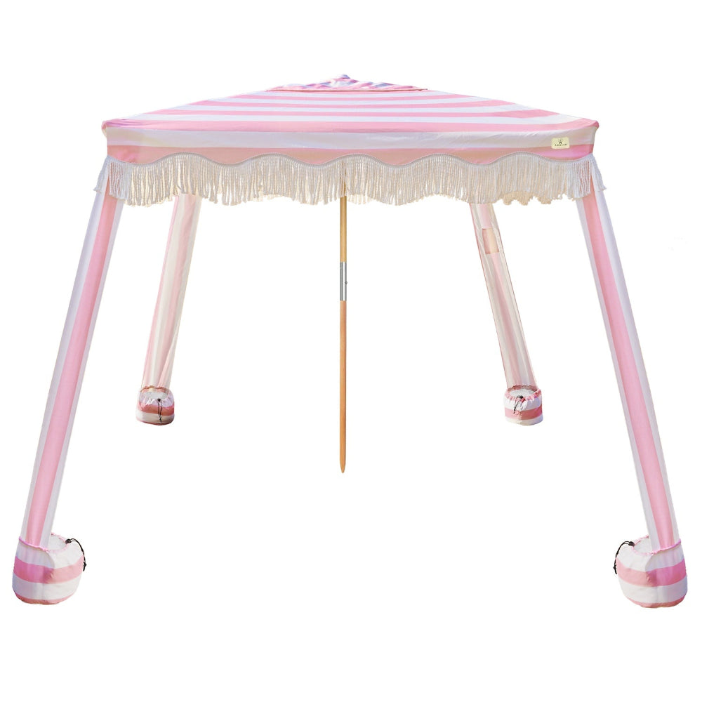 AMMSUN 6'×6' Bobo Beach Cabana beach tent pop up shade with Fringe,Pink Stripe picnic tent