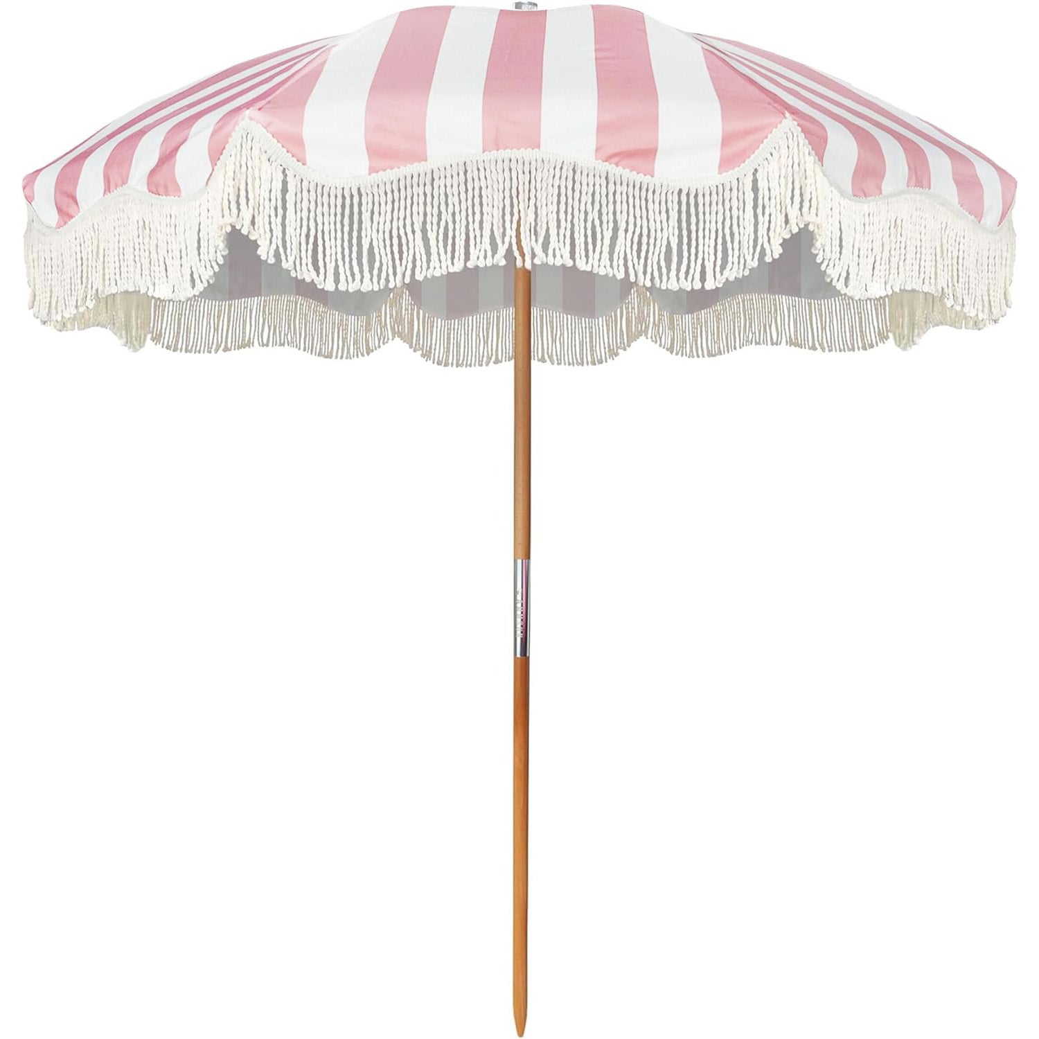 AMMSUN  6.5ft Boho Umbrella with Fringe Gentle Pink