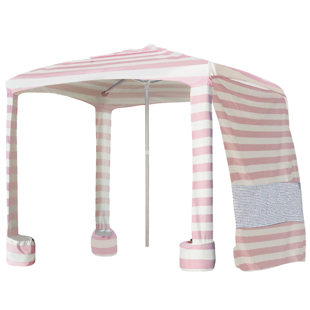 AMMSUN Portable Beach Cabana, 8'×8' Beach Canopy, Easy Set up and Take Down, Cabana Tent with Sand Pockets,  pink stripes