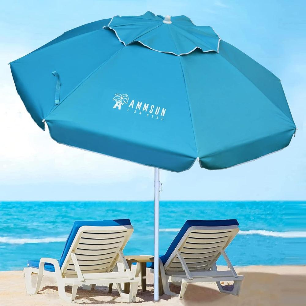 AMMSUN 6.5ft Outdoor Umbrella,Sky Blue