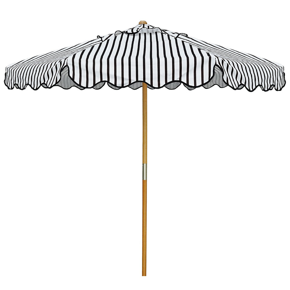 AMMSUN Black-white stripes vintage beach umbrellas for sand for patio umbrella, with pulley system for gardens, porches, courtyards