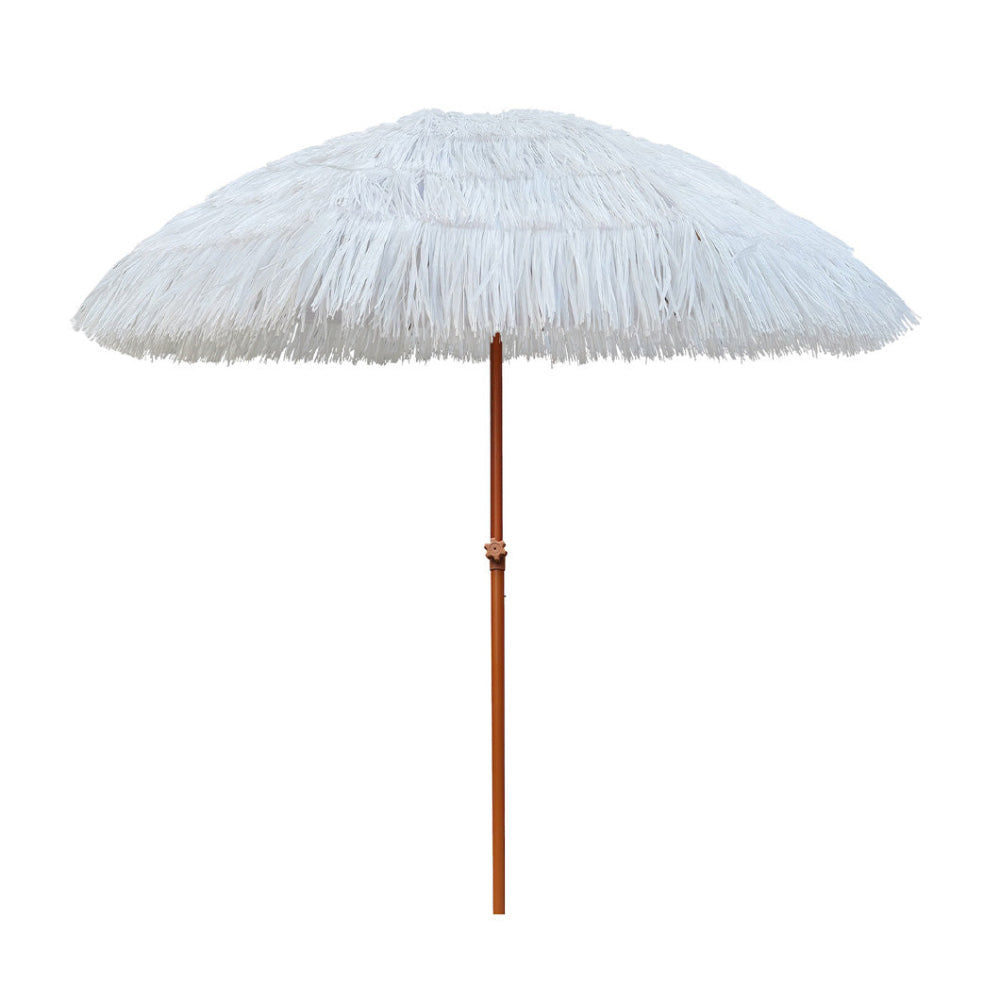 AMMSUN 7.5ft white hula thatched tiki large beach umbrella for outdoor umbrellas for patio tiki bar