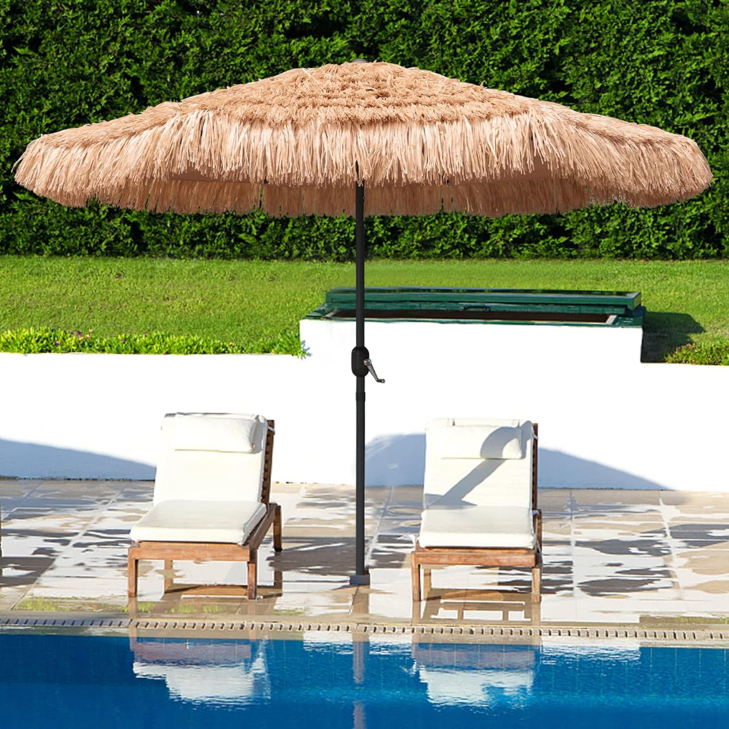 AMMSUN 9ft Hula Thatched Tiki Patio Umbrella Hawaiian Style