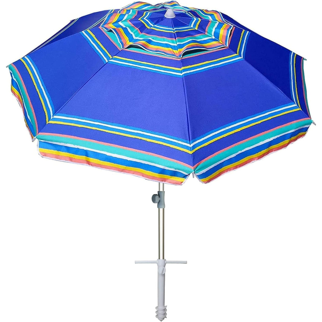 AMMSUN 7ft Heavy Duty High Wind Beach Umbrella Parasols with sand anchor & Tilt Sun Shelter, UV 50+ Protection Outdoor Sunshade