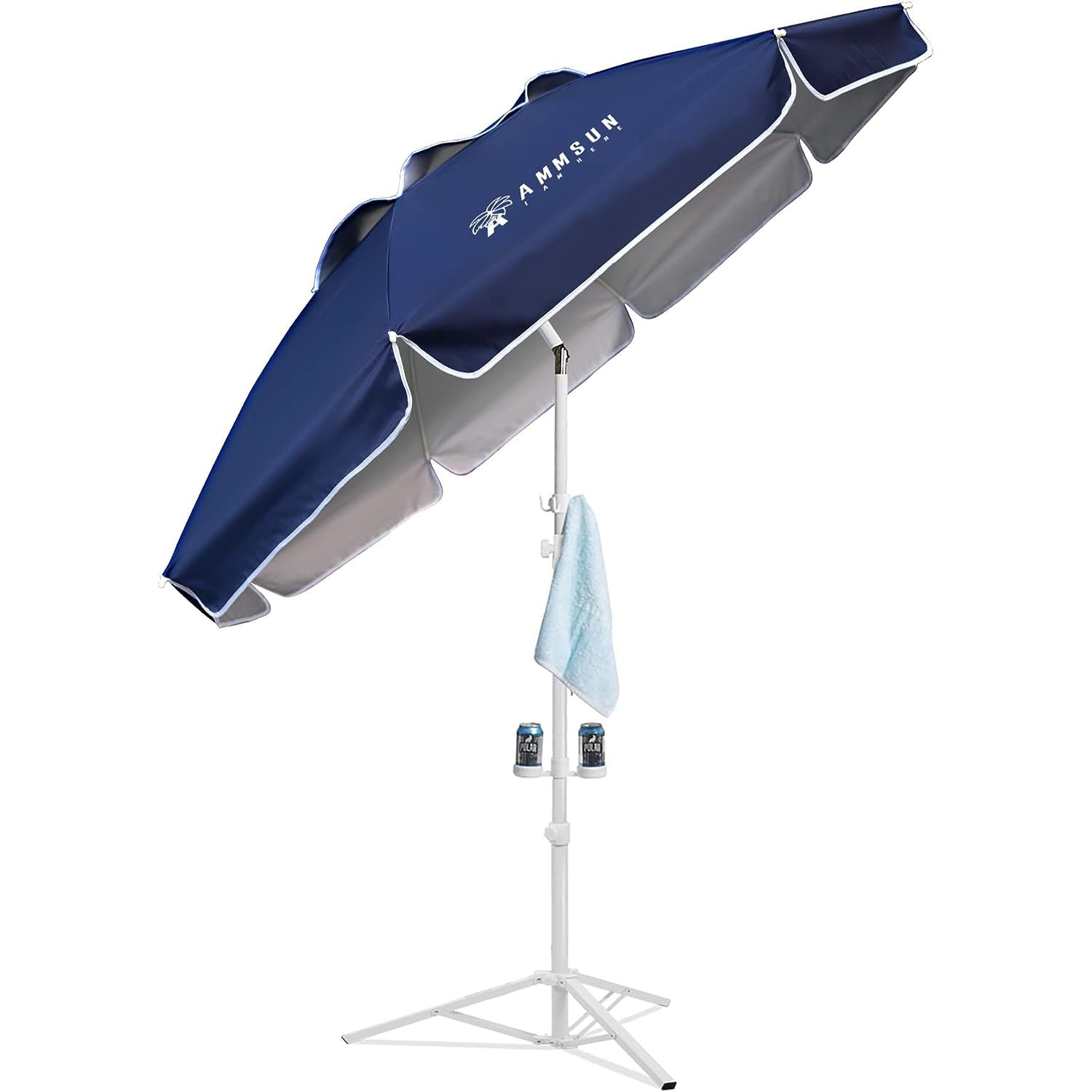 AMMSUN 6.5ft Lightweight Portable Sports Umbrella with Stand Dark Blue