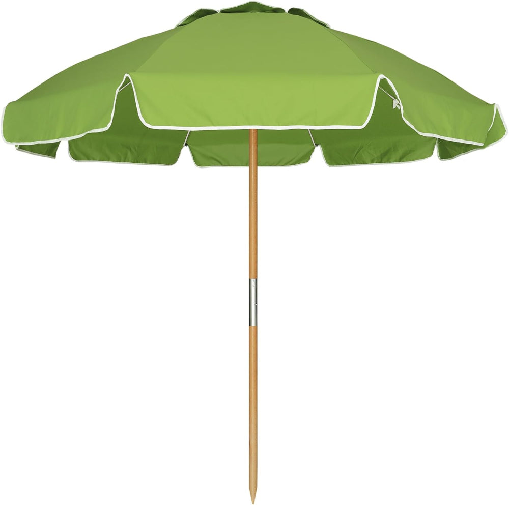 AMMSUN 7.5ft Heavy Duty High Wind Beach Umbrella Commercial Grade with Ash Wood Pole UPF 50+ for Patio Garden Pool Backyard Olive Green