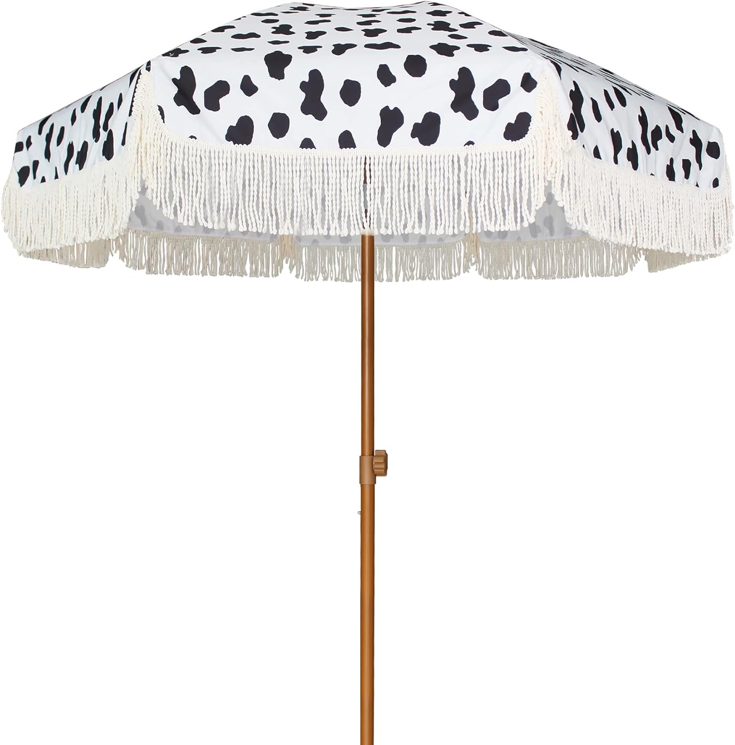 AMMSUN 7ft Patio Tassel Umbrella Cow Polka Dots