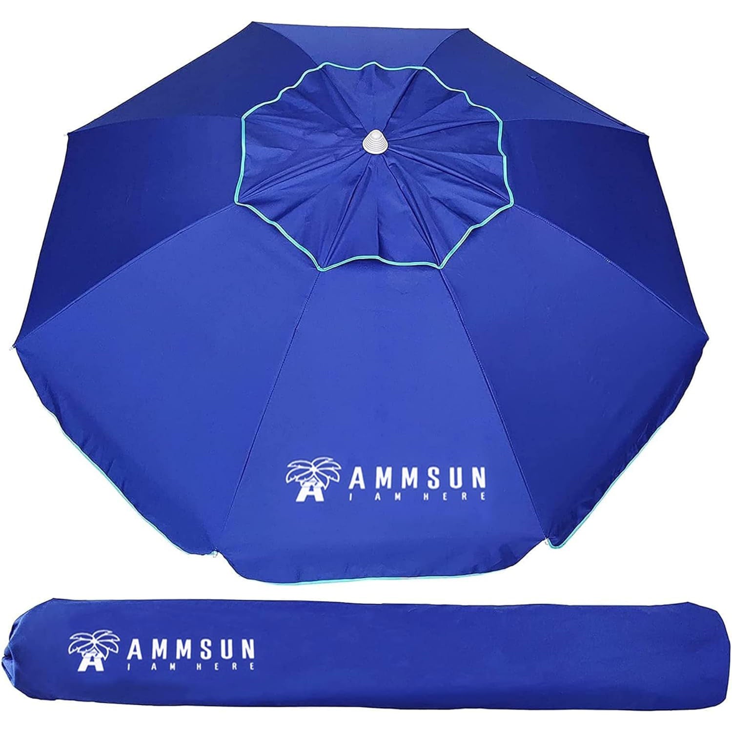 AMMSUN 6.5ft Outdoor  Pool Umbrella Blue
