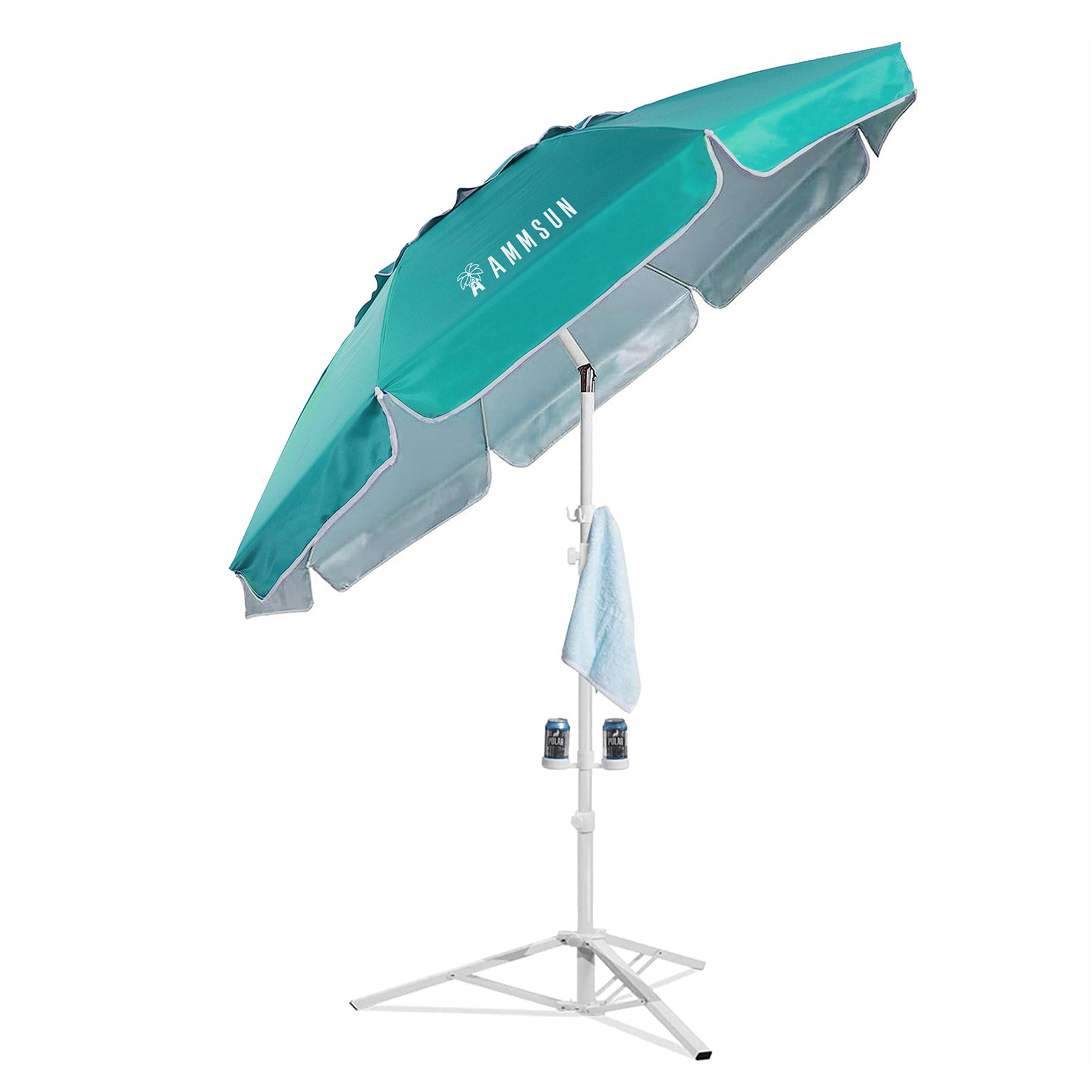 AMMSUN 6.5ft Lightweight Portable Sports Umbrella with Stand Turquoise