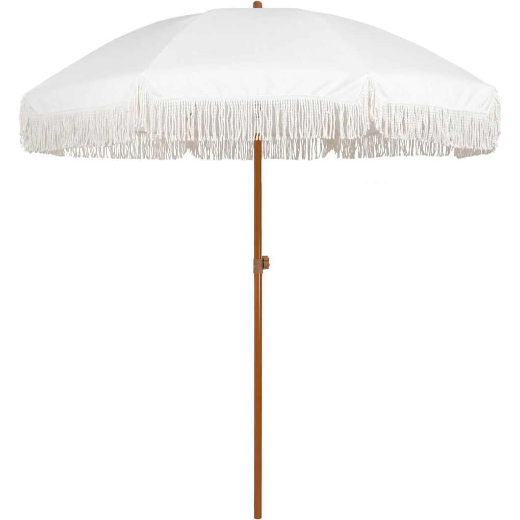 AMMSUN 7ft Patio Fringe Umbrella,Elegant Cream