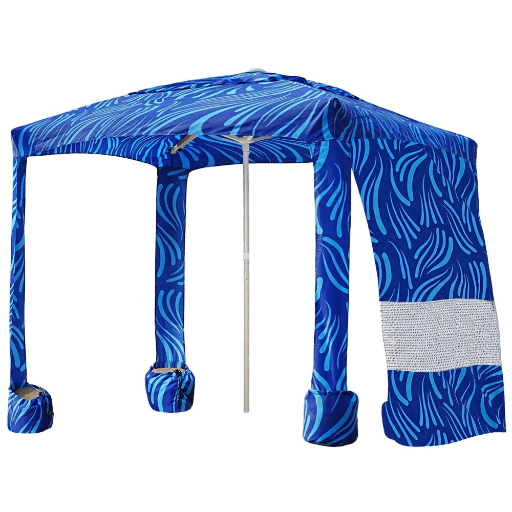 AMMSUN Portable Beach Cabana, 8'×8' Beach Canopy, Easy Set up and Take Down, Cabana Tent with Sand Pockets, sea flow