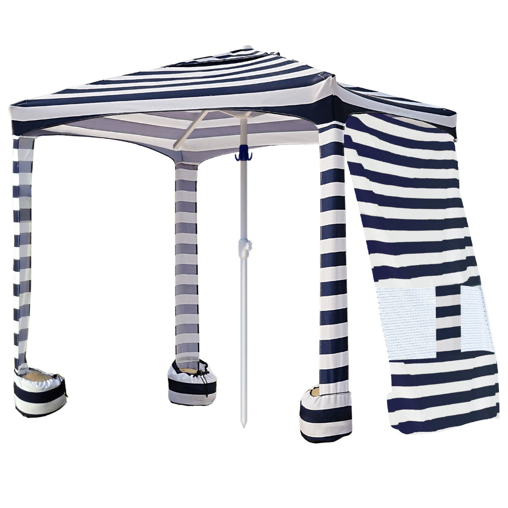 sailor tent AMMSUN 6.5'×6.5' Beach Cabana With Privacy Sunwall, Navy Sailor