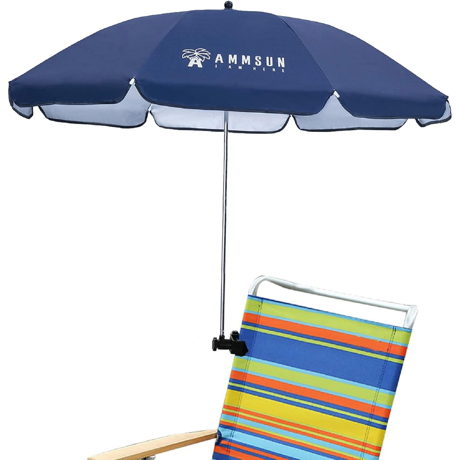 AMMSUN 43 inches Chair Umbrella with Universal Clamp Navy Blue