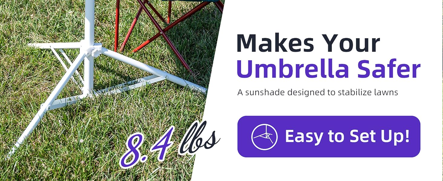 AMMSUN 6.5ft portable beach umbrella for sports with easy set up tripod base for safety