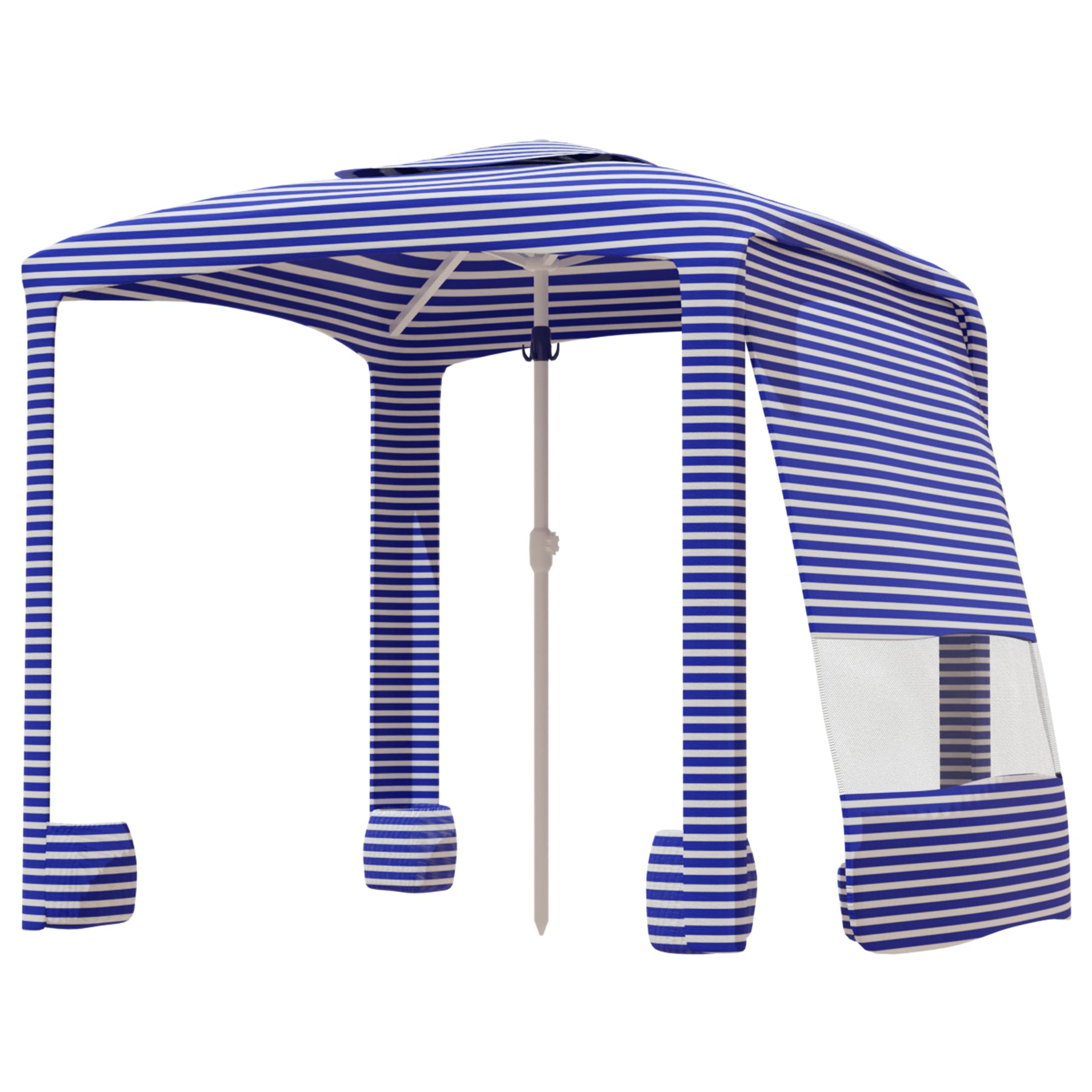 AMMSUN 6.2'×6.2' Beach Cabana With Privacy Sunwall Siesta Stripe