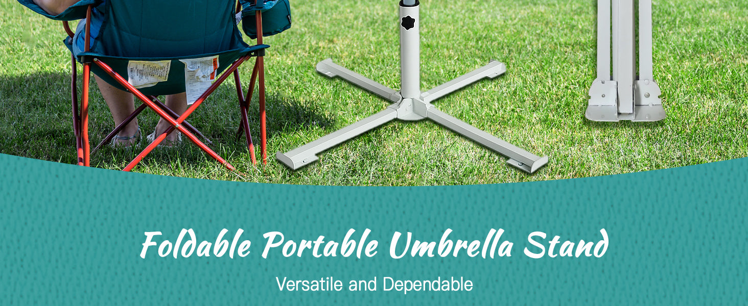 grass stand for patio umbrella AMMSUN Portable Steel Foldable Umbrella Stand with additional water ba