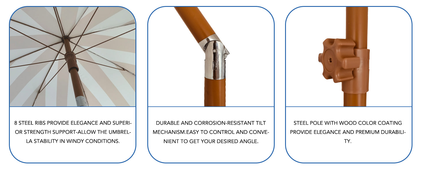 AMMSUN 7ft boho fringe umbrella for uv umbrellas for sun protection has tile and knob for height adjustment