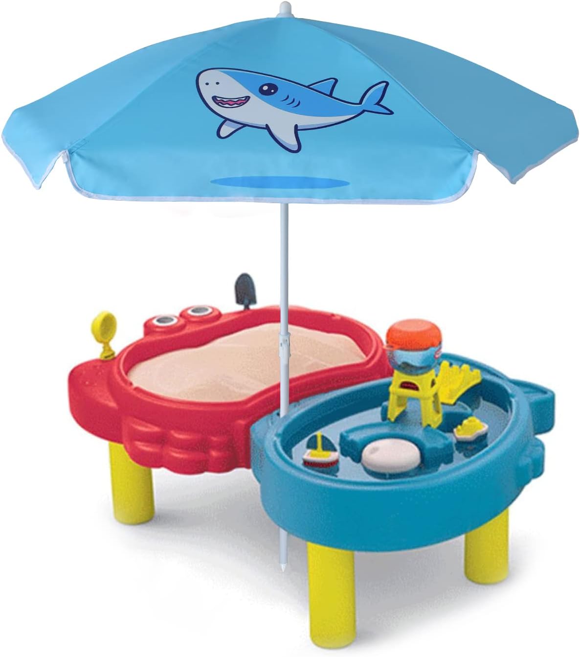 AMMSUN 47 inches kid Umbrella for Sand and Water Table Blue Shark