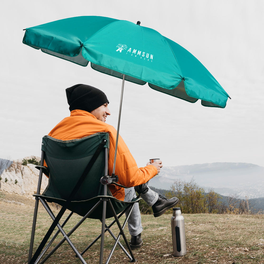 AMMSUN 47 inches Chair Umbrella with Universal Clamp,Turquoise