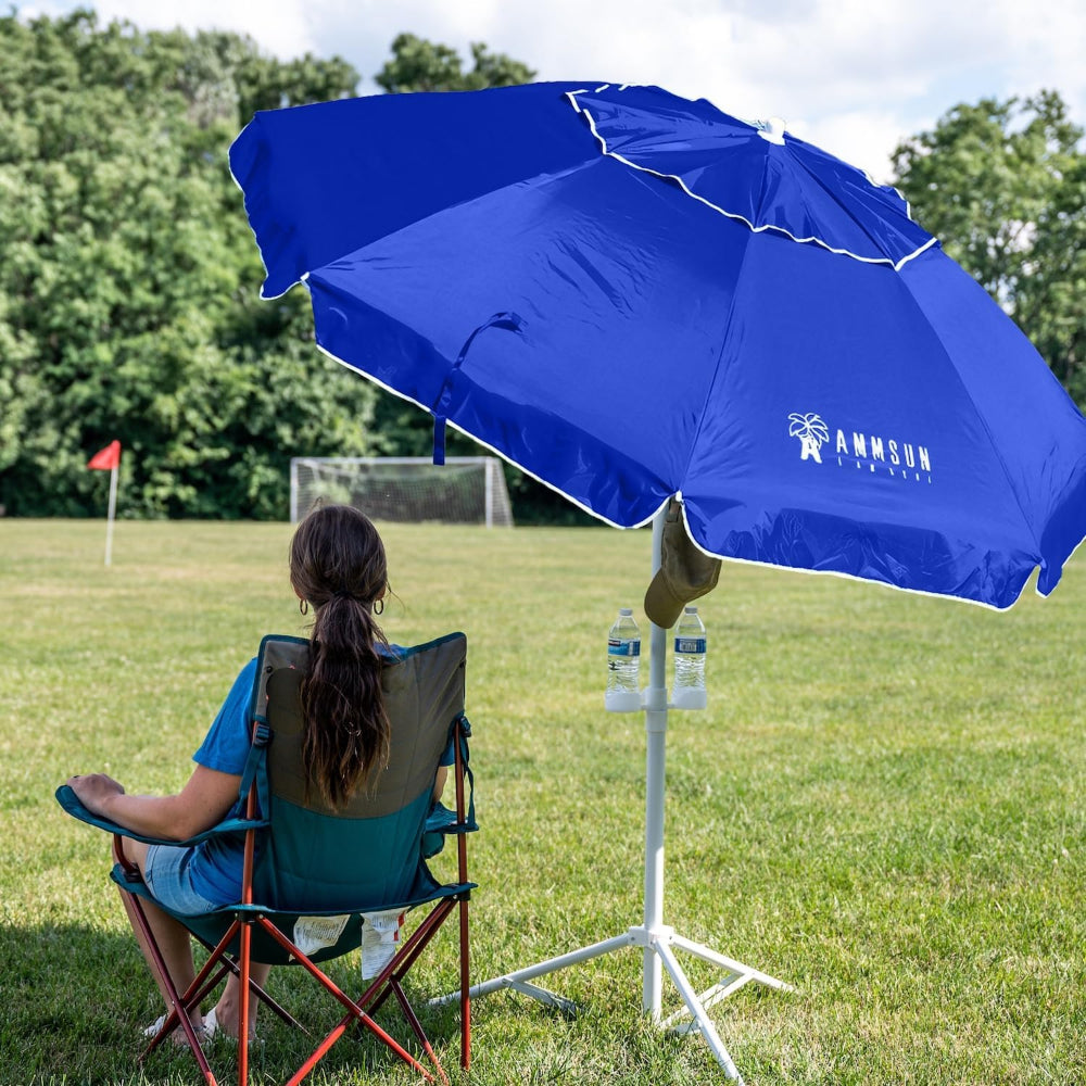 ammsun 6.5 ft outdoor patio beach umbrella sun AMMSUN 6.5ft Portable Lightweight Sports Umbrella with Stand,Blue