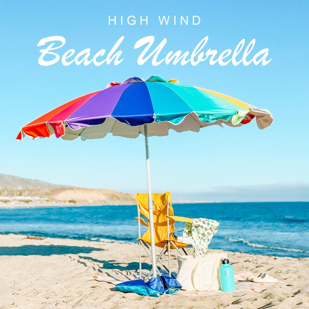 AMMSUN 7.5ft Beach Umbrella with sand anchor,Rainbow | AMMSUN