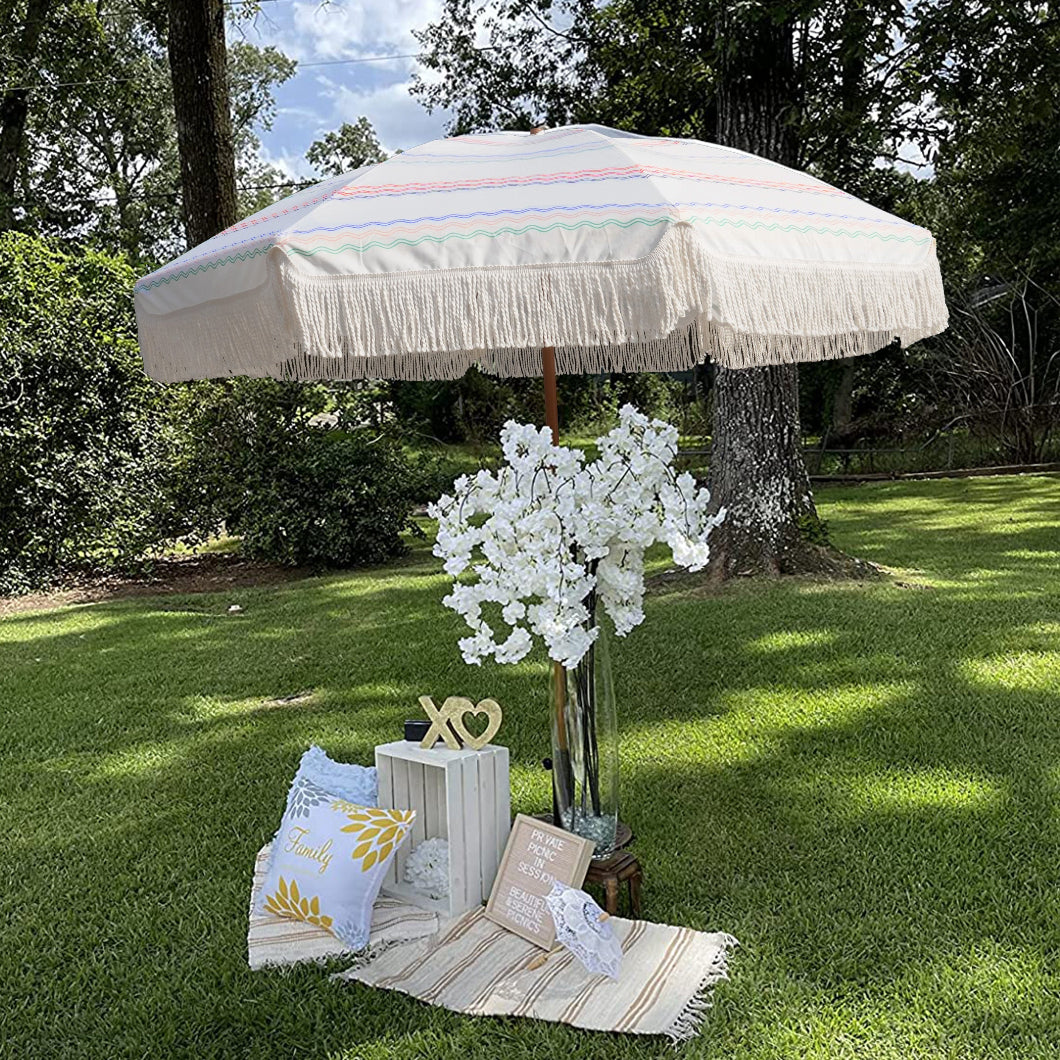 ammsun patio umbrella 6.5ft Portable Sports with Stand, Stripe Yellow Carry Bag UPF50+ Protection Navy AMMSUN 7.8ft Beach & Patio