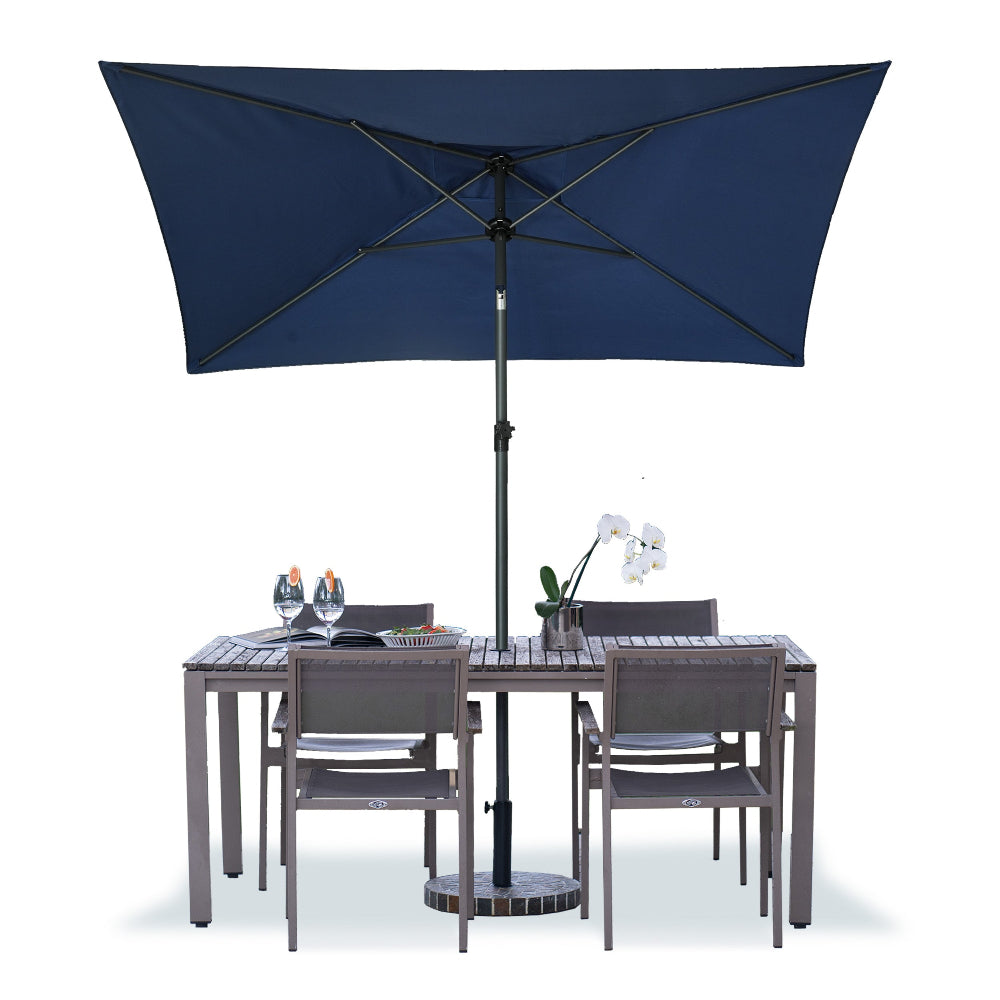AMMSUN 6.6 x 4.3ft Rectangular Patio table Umbrella,Navy Blue