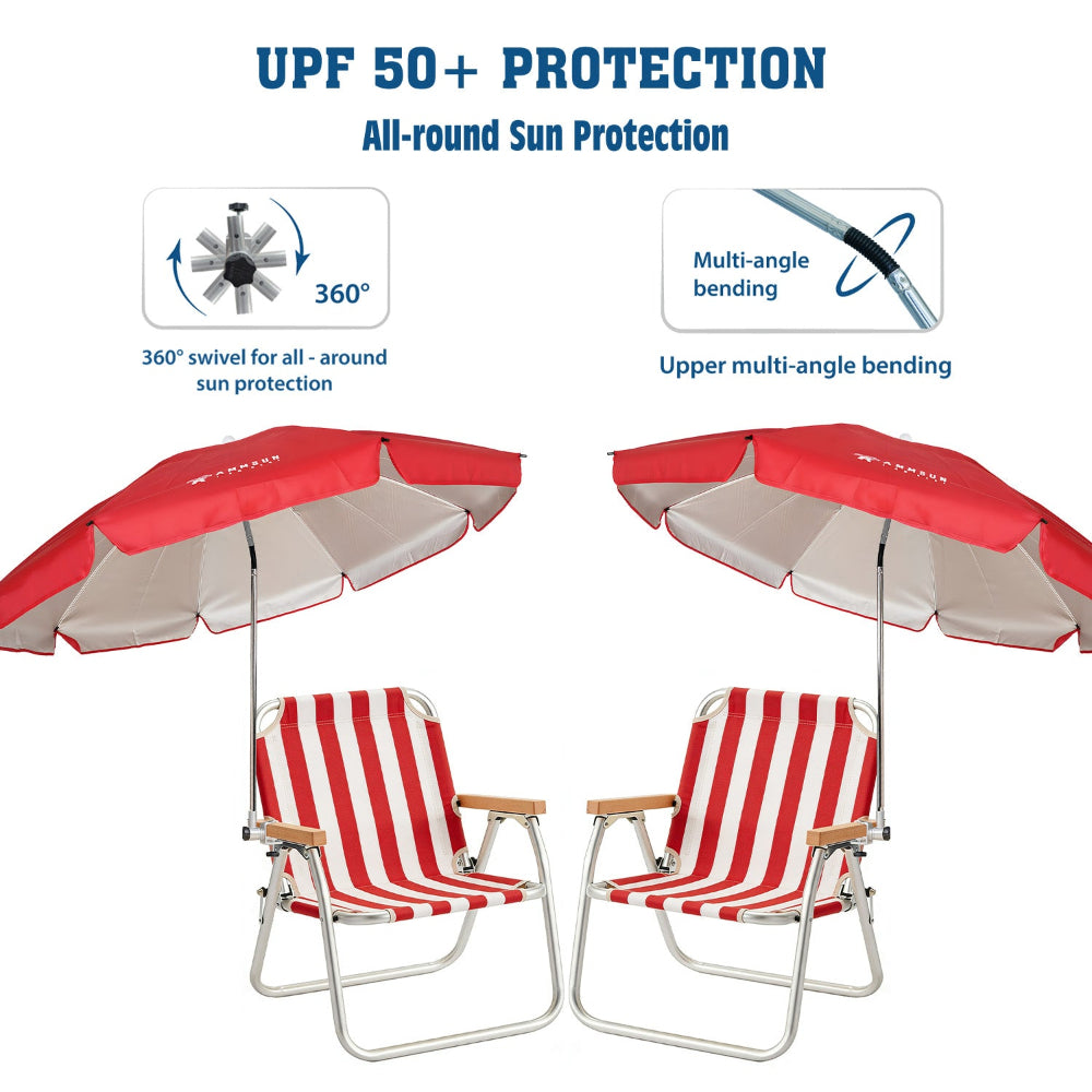 AMMSUN 2 pack red sports brella xl umbrella with clamp has 360 degree swivel and mutil- angle bending function