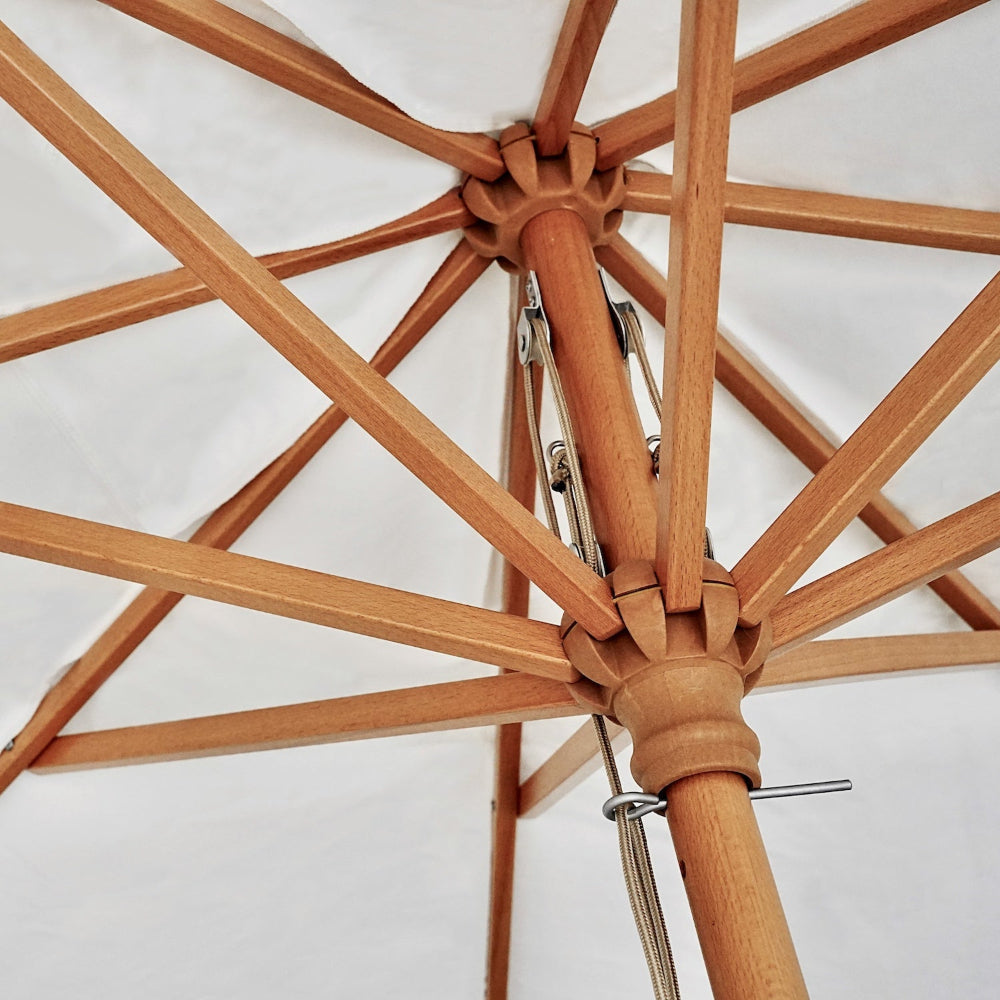 8 patio umbrella with wooden pole Outsunny 2.5m Garden Parasol Umbrella, Outdoor Market Table & Fibre Glass Ribs, Round Sun Shade Canopy, Green QuidsIn Superstore though please note that the base is not included. TheLAShop 9ft 8-Rib Wood Market