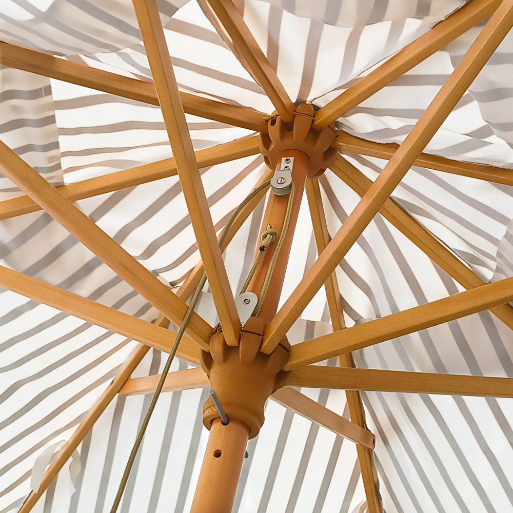 AMMSUN large beach umbrella with pulley system for wpc umbrella has wood pole and ribs