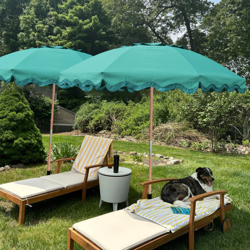 free standing teal patio umbrella 9FT with Auto Tilt Available in a sleek and modern Black PURPLE LEAF Poolside Shade Umbrella