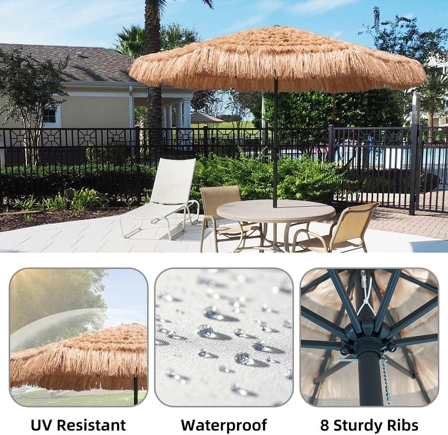 8 thatch patio tiki umbrella AMMSUN 9ft Hula Thatched Tiki Patio Umbrella Hawaiian Style