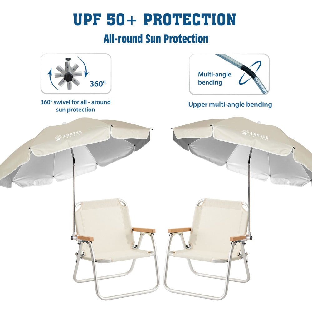 AMMSUN 47 inches stroller umbrella with clamp has 360 degree swivel and multi-angle bending function