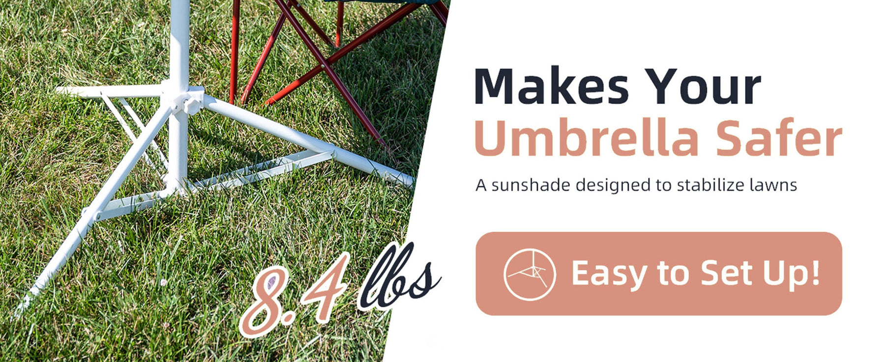 AMMSUN 6.5ft portable beach umbrella for sports with easy set up tripod base for safety