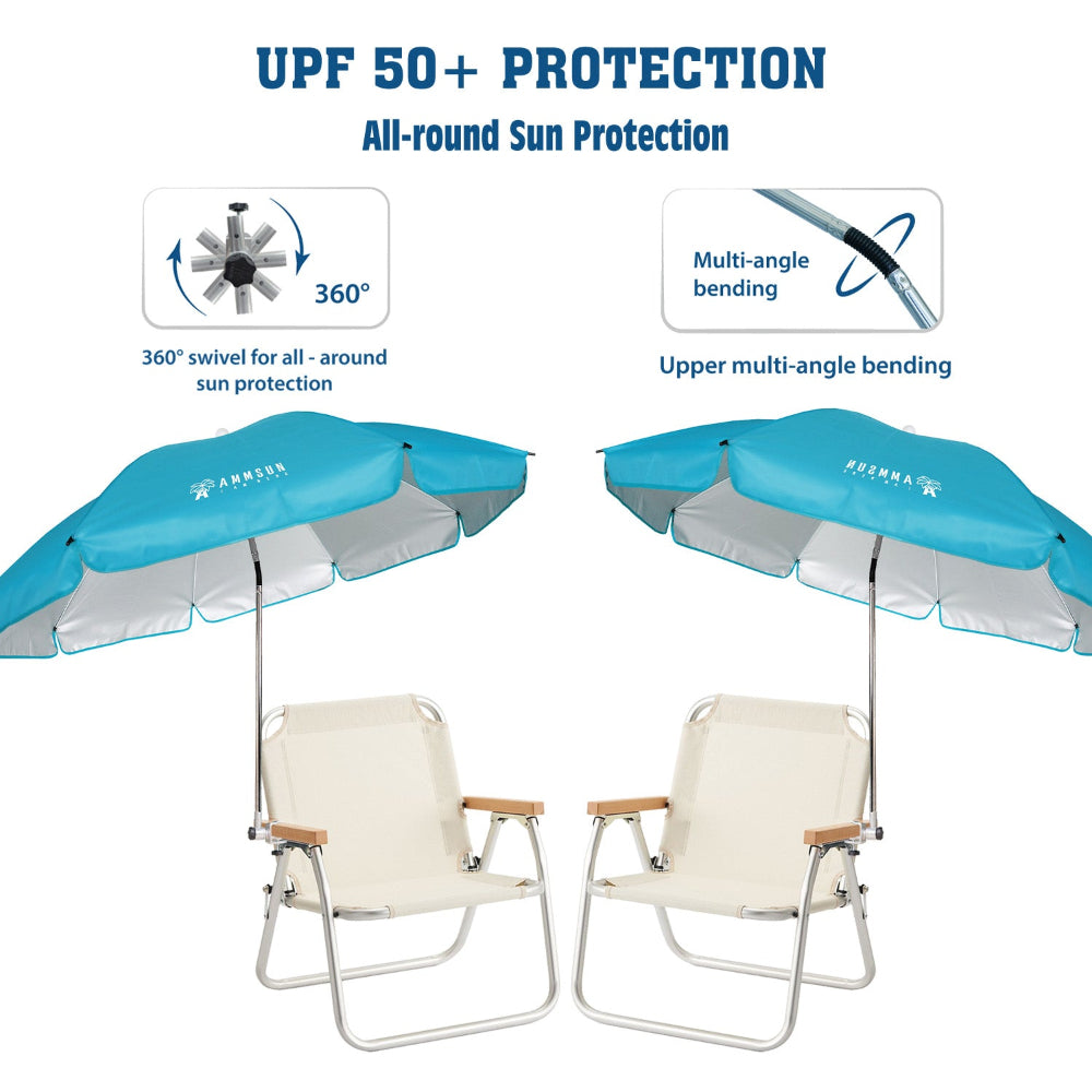 AMMSUN 47 inches stroller umbrella with clamp has 360 degree swivel and multi-angle bending function