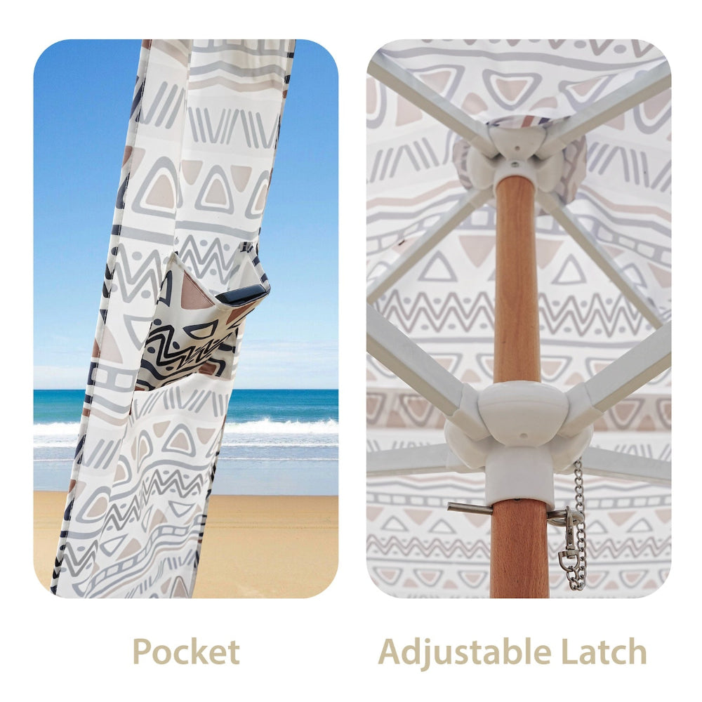 AMMSUN 7'×7' boho beach cabana for camping sun shelters with fringe, beach cabana with pocket and adjustable latch