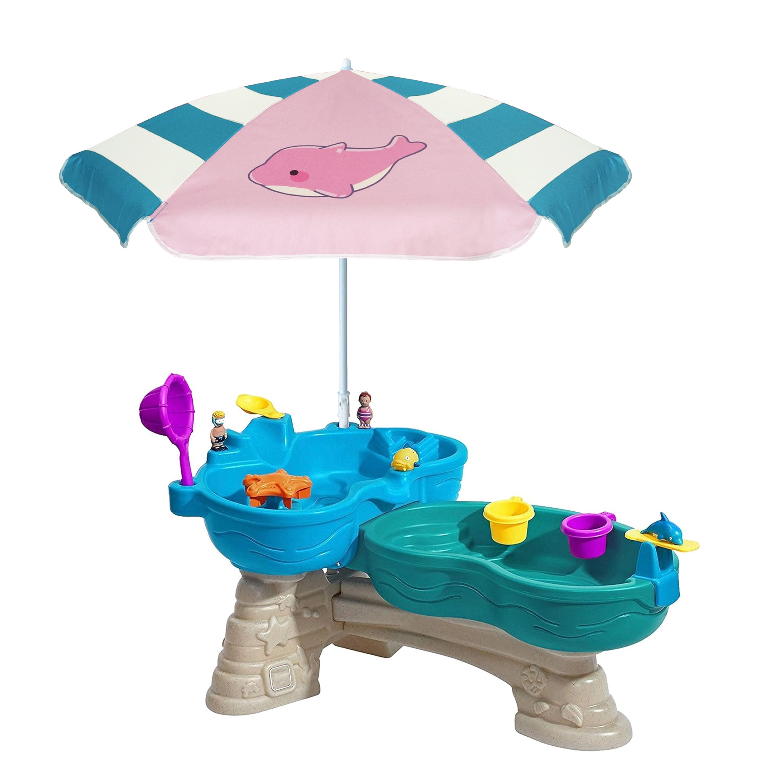 AMMSUN 47 inches kid Umbrella for Sand and Water Table Pink Dolphin
