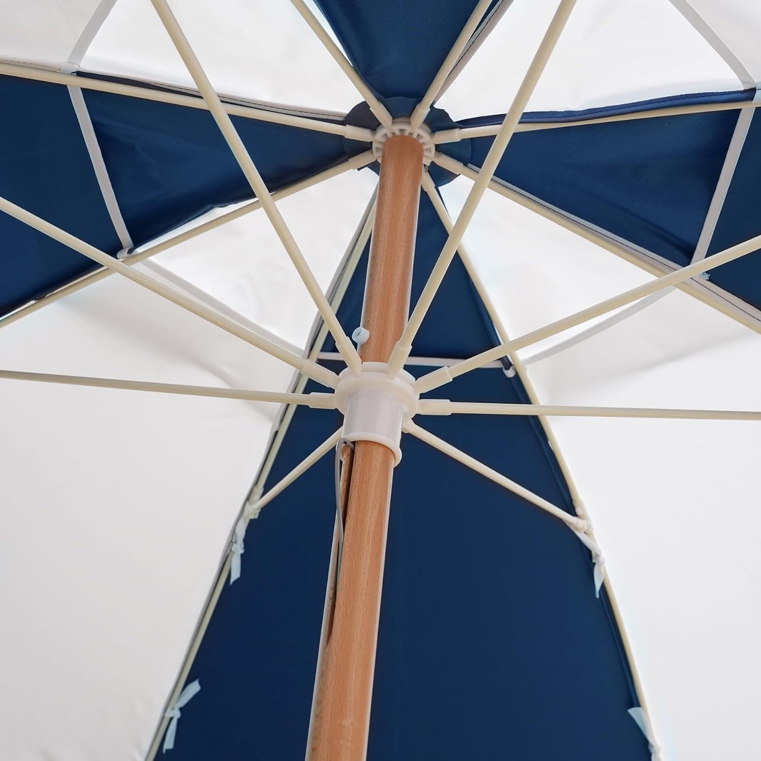 AMMSUN 7.5ft Commercial Grade Beach Umbrella Dark Blue/White