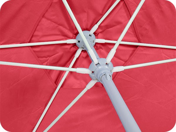 AMMSUN 8ft red beach umbrellas for sand portable with sand anchor for outdoor has strong fiberglass ribs and steel pole