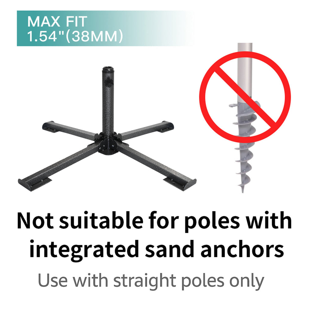 AMMSUN portable umbrella base outdoor patio doesn't fit poles witjh integrated sand anchors