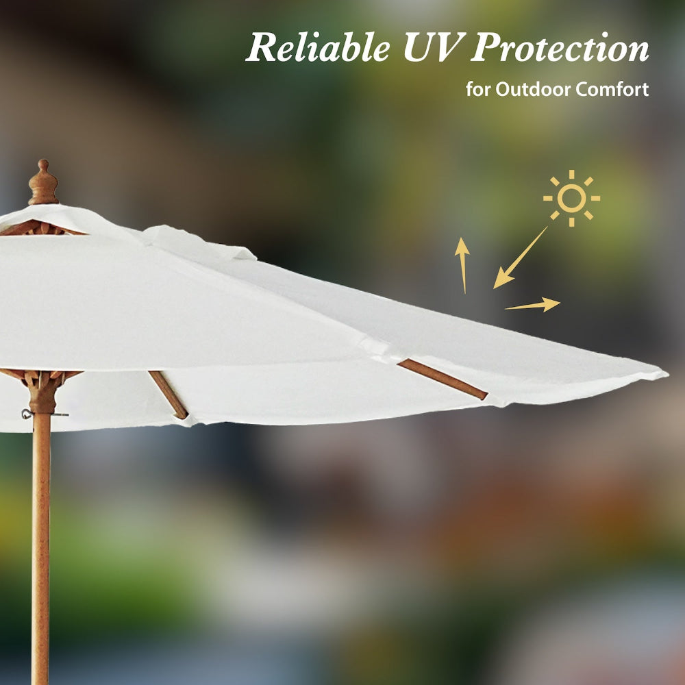 AMMSUN 8.5ft outdoor umbrellas for patio with pulley lift is made of UV protection fabric for beach, backyard, garden