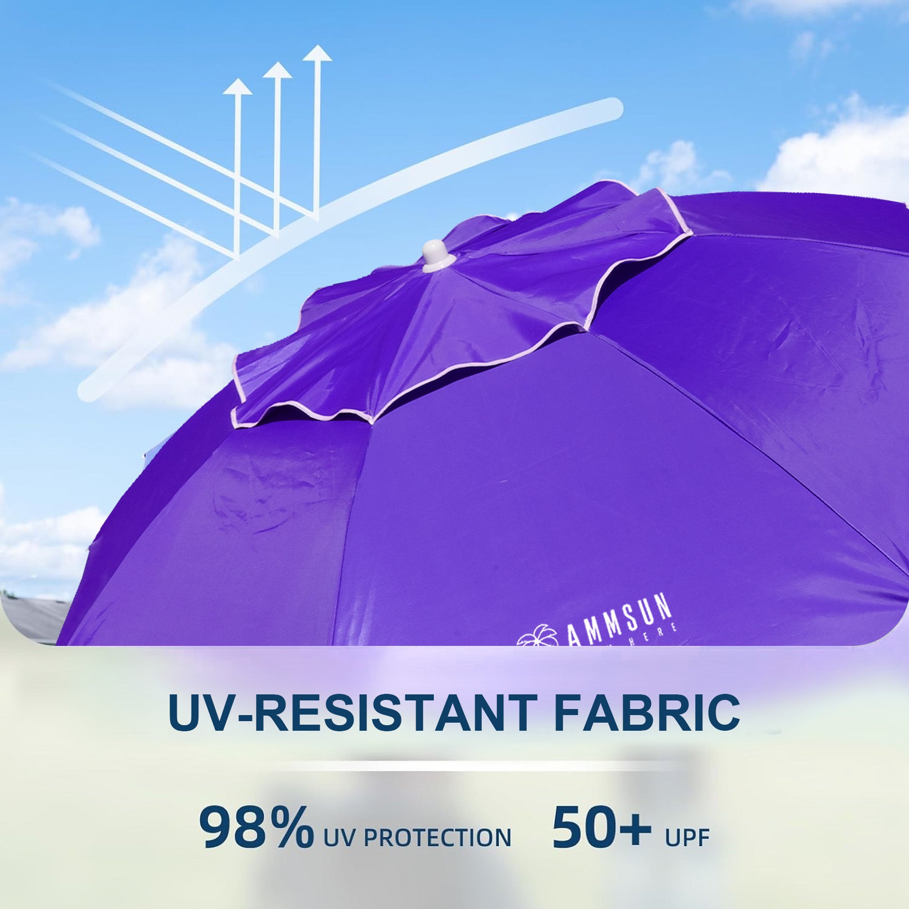 AMMSUN 6.5ft Lightweight Portable Sports Umbrella with Stand Purple